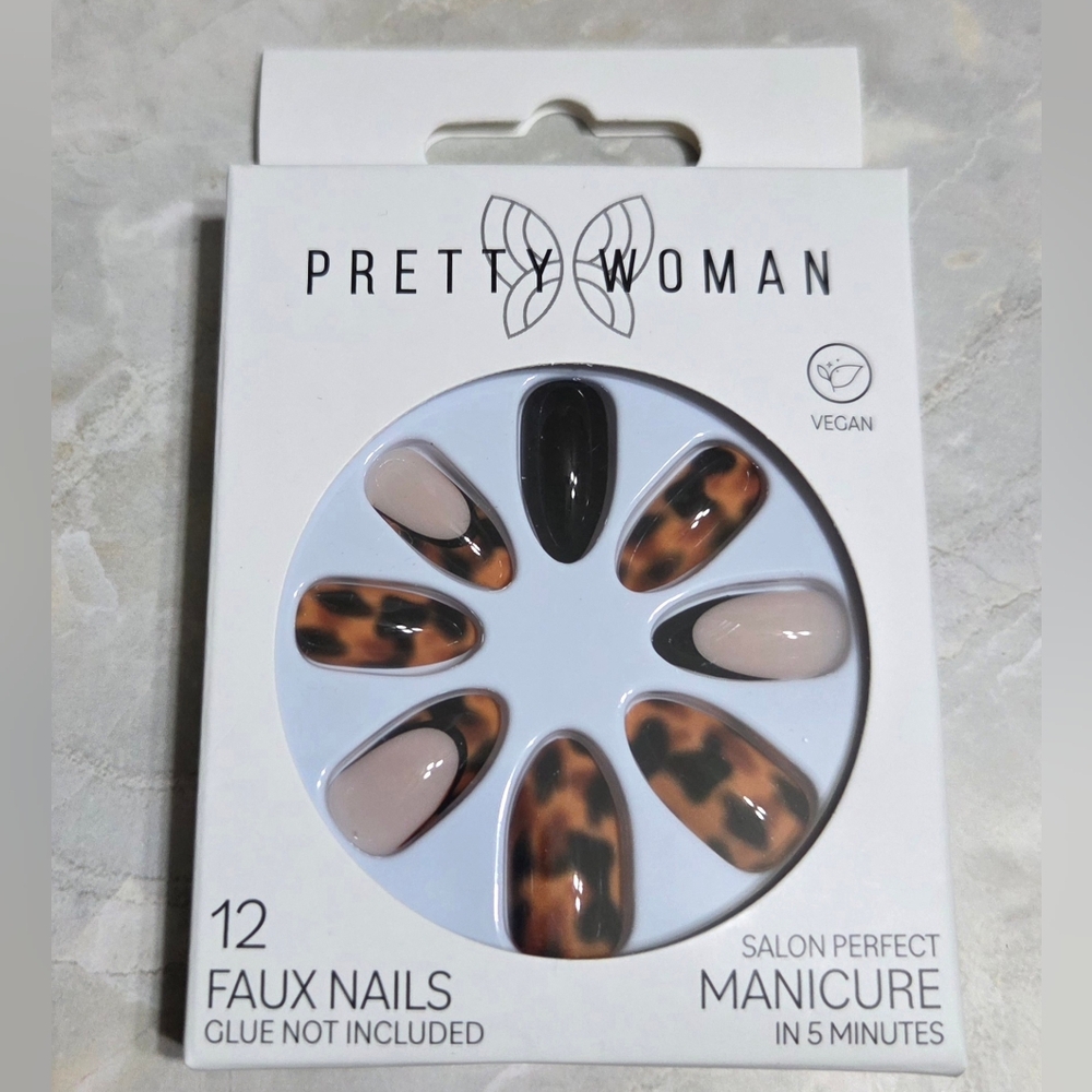 Animal Print Tortoiseshell & Nude False Nail Set - 12 Pack